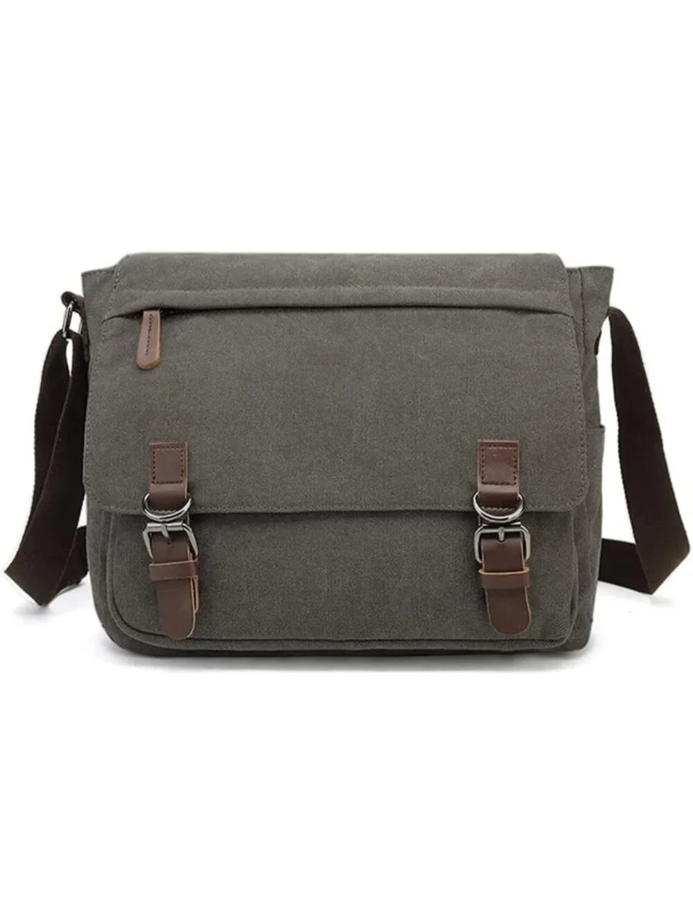 Vintage Canvas Messenger Bag - Large Leather Crossbody for 15